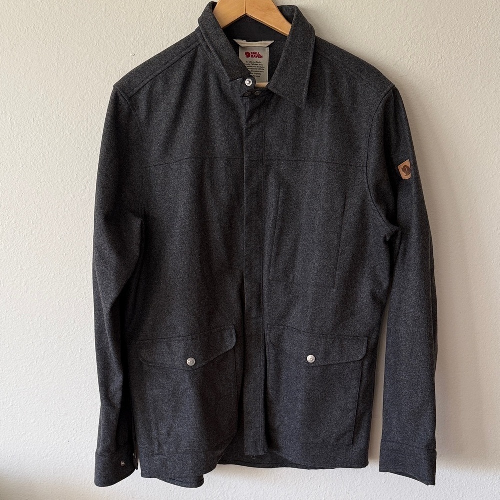 Fjallraven sz L Greenland Rewool Short Jacket Men's charcoal grey shacket VGUC - Picture 2 of 7